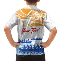 Personalised Hawaiki Nui Va'a French Polynesian Pattern Family Matching Long Sleeve Bodycon Dress and Hawaiian Shirt White Color LT03 - Polynesian Pride