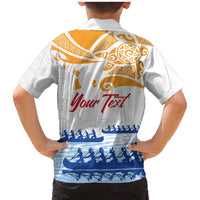 Personalised Hawaiki Nui Va'a French Polynesian Pattern Family Matching Mermaid Dress and Hawaiian Shirt White Color LT03 - Polynesian Pride