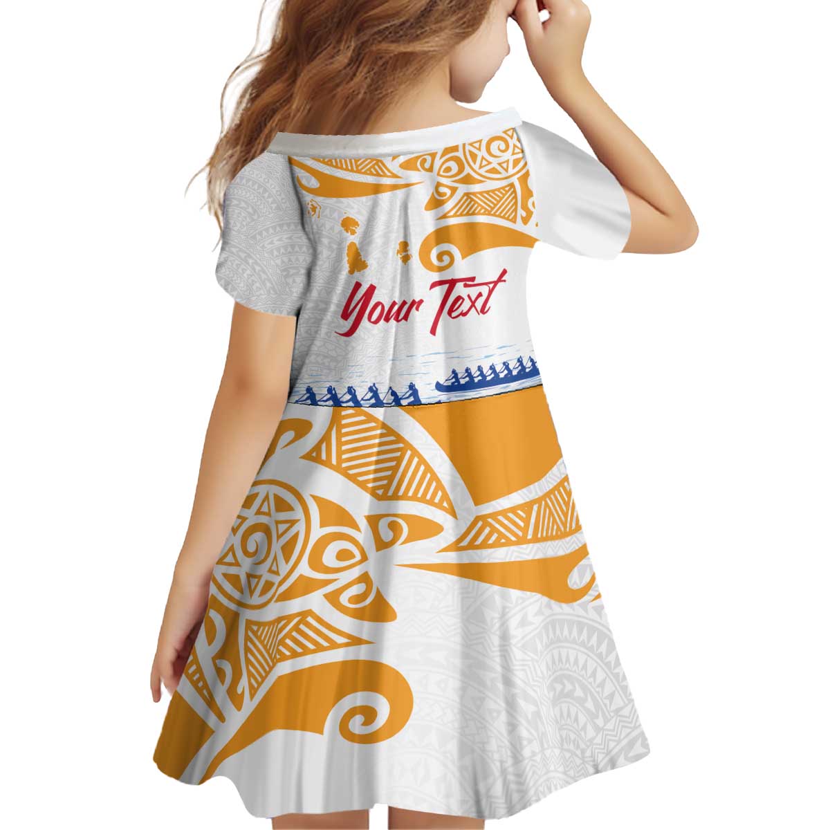 Personalised Hawaiki Nui Va'a French Polynesian Pattern Family Matching Off Shoulder Short Dress and Hawaiian Shirt White Color LT03 - Polynesian Pride