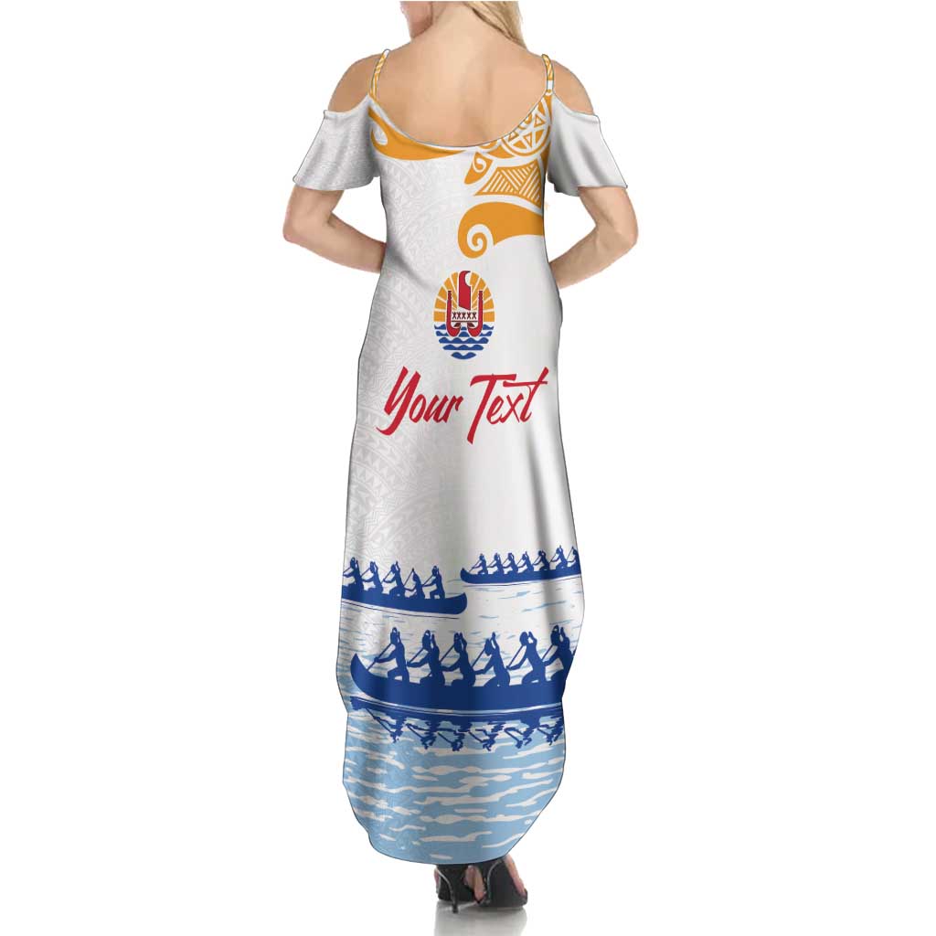 Personalised Hawaiki Nui Va'a French Polynesian Pattern Family Matching Summer Maxi Dress and Hawaiian Shirt White Color LT03 - Polynesian Pride