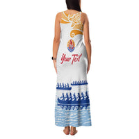Personalised Hawaiki Nui Va'a French Polynesian Pattern Family Matching Tank Maxi Dress and Hawaiian Shirt White Color LT03 - Polynesian Pride