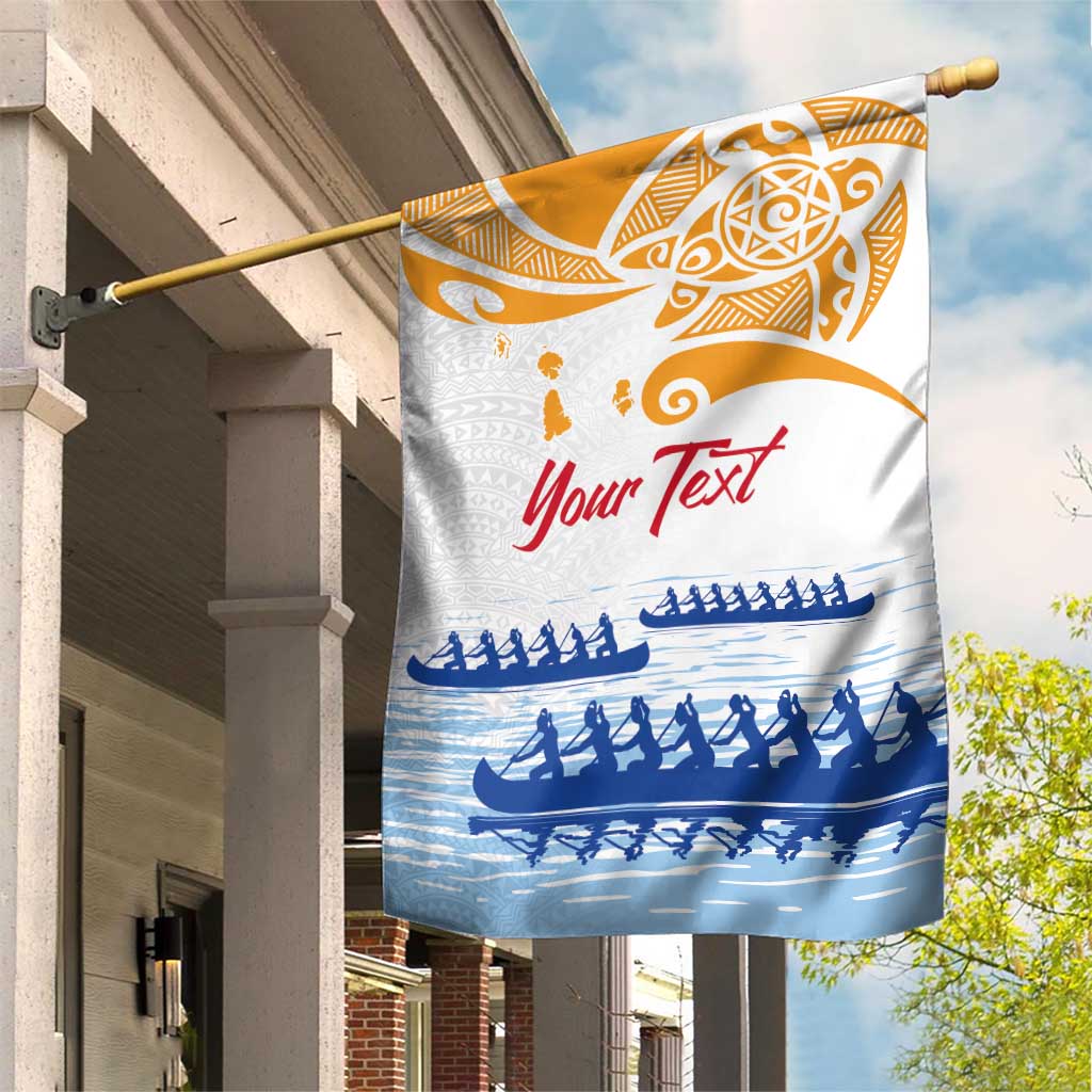 Personalised Hawaiki Nui Va'a French Polynesian Pattern Garden Flag White Color LT03 House Flag White - Polynesian Pride