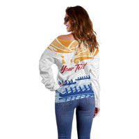 Personalised Hawaiki Nui Va'a French Polynesian Pattern Off Shoulder Sweater White Color