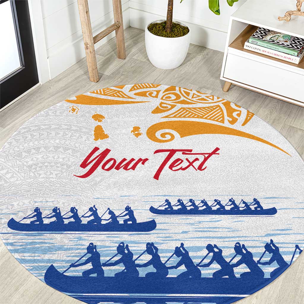 Personalised Hawaiki Nui Va'a French Polynesian Pattern Round Carpet White Color LT03 White - Polynesian Pride