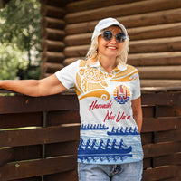 Personalised Hawaiki Nui Va'a French Polynesian Pattern Women Polo Shirt White Color