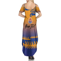 Personalised Hawaiki Nui Va'a French Polynesian Pattern Family Matching Summer Maxi Dress and Hawaiian Shirt Sunset Color LT03 - Polynesian Pride