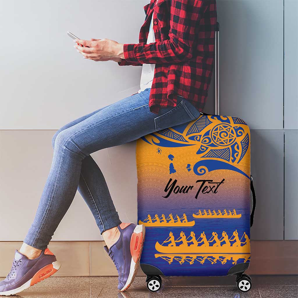 Personalised Hawaiki Nui Va'a French Polynesian Pattern Luggage Cover Sunset Color LT03 - Polynesian Pride