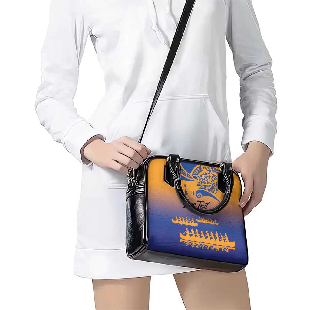 Personalised Hawaiki Nui Va'a French Polynesian Pattern Shoulder Handbag Sunset Color