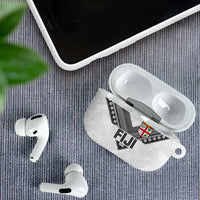 Rugby Fiji AirPods Case Fijian Masi Tribal Sporty Style White Color LT03 - Polynesian Pride