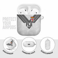 Rugby Fiji AirPods Case Fijian Masi Tribal Sporty Style White Color LT03 - Polynesian Pride