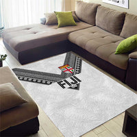 Rugby Fiji Area Rug Fijian Masi Tribal Sporty Style White Color LT03 - Polynesian Pride