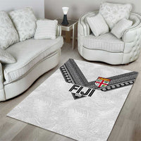 Rugby Fiji Area Rug Fijian Masi Tribal Sporty Style White Color LT03 - Polynesian Pride