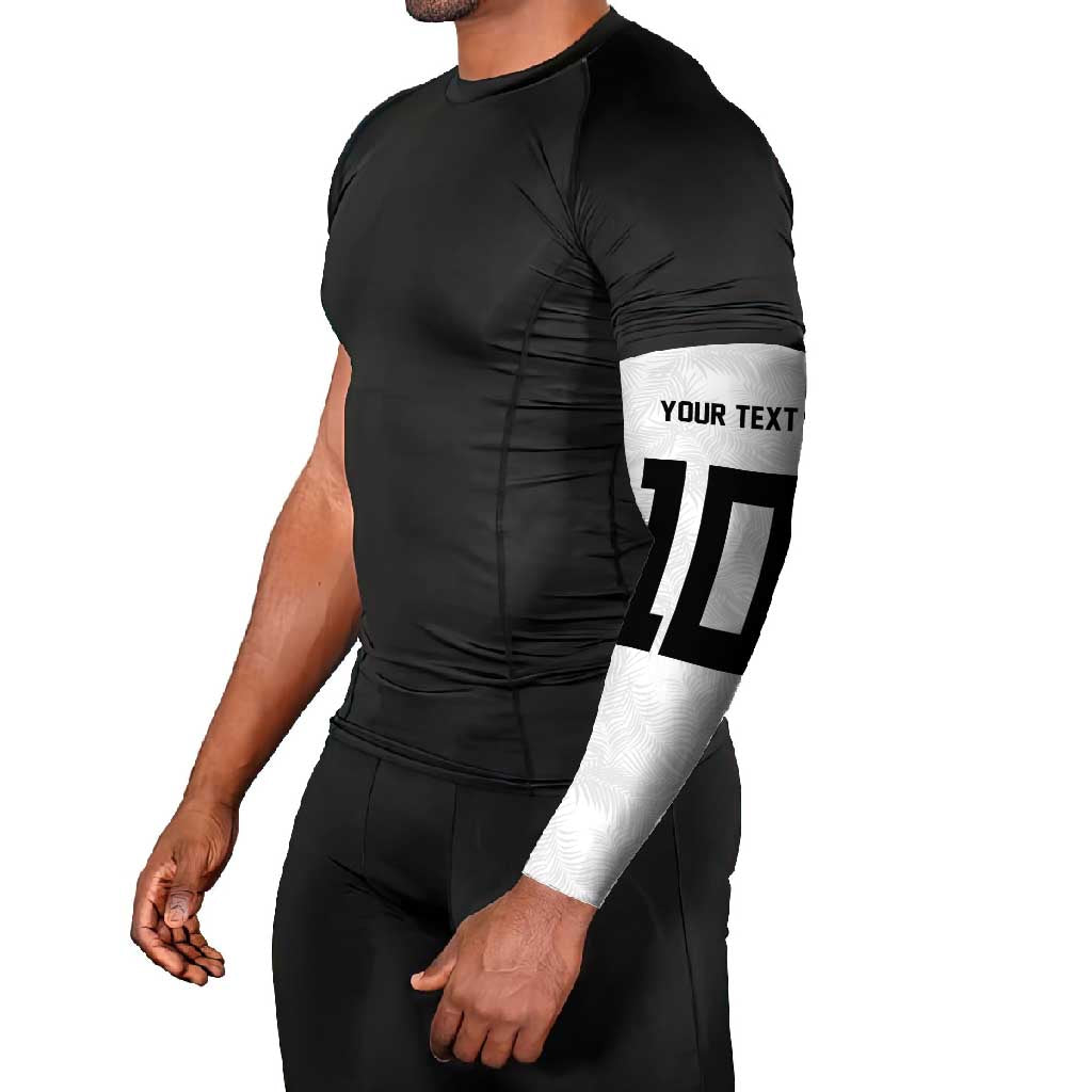 Custom Rugby Fiji Arm Sleeves Fijian Masi Tribal Sporty Style White Color LT03 - Polynesian Pride