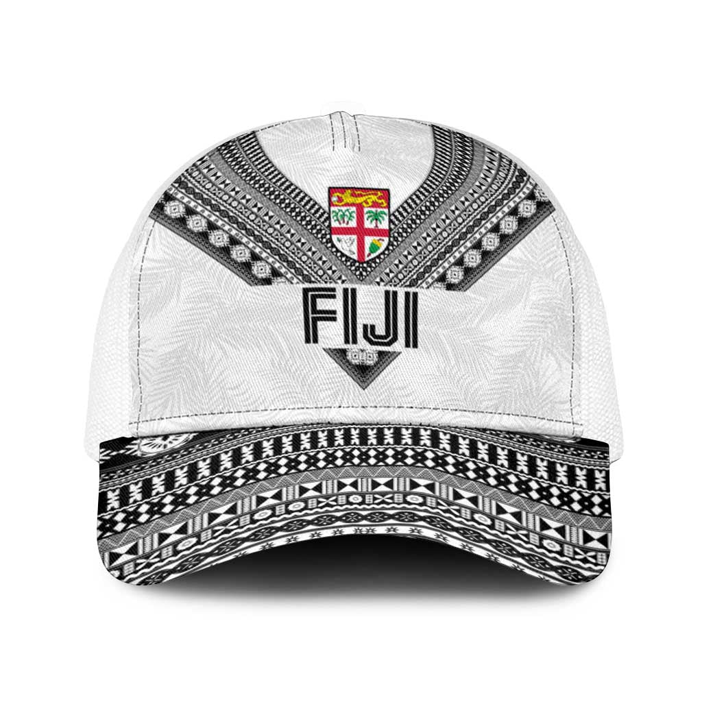 Rugby Fiji Baseball Net Cap Fijian Masi Tribal Sporty Style White Color - Polynesian Pride