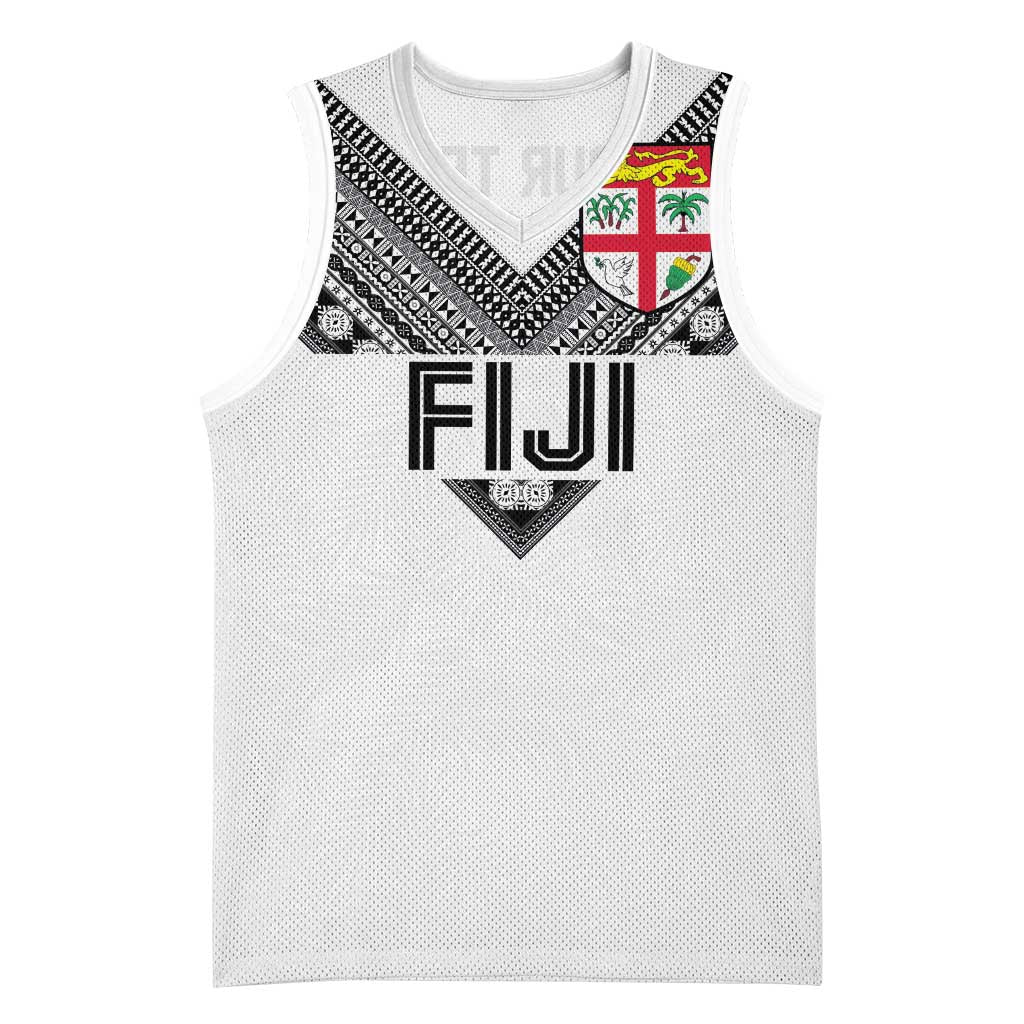 Custom Rugby Fiji Basketball Jersey Fijian Masi Tribal Sporty Style White Color LT03 Unisex White - Polynesian Pride