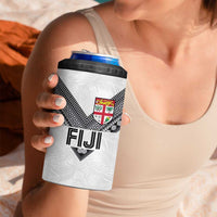 Custom Rugby Fiji 4 in 1 Can Cooler Tumbler Fijian Masi Tribal Sporty Style White Color LT03 - Polynesian Pride