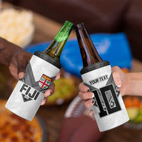 Custom Rugby Fiji 4 in 1 Can Cooler Tumbler Fijian Masi Tribal Sporty Style White Color LT03 - Polynesian Pride