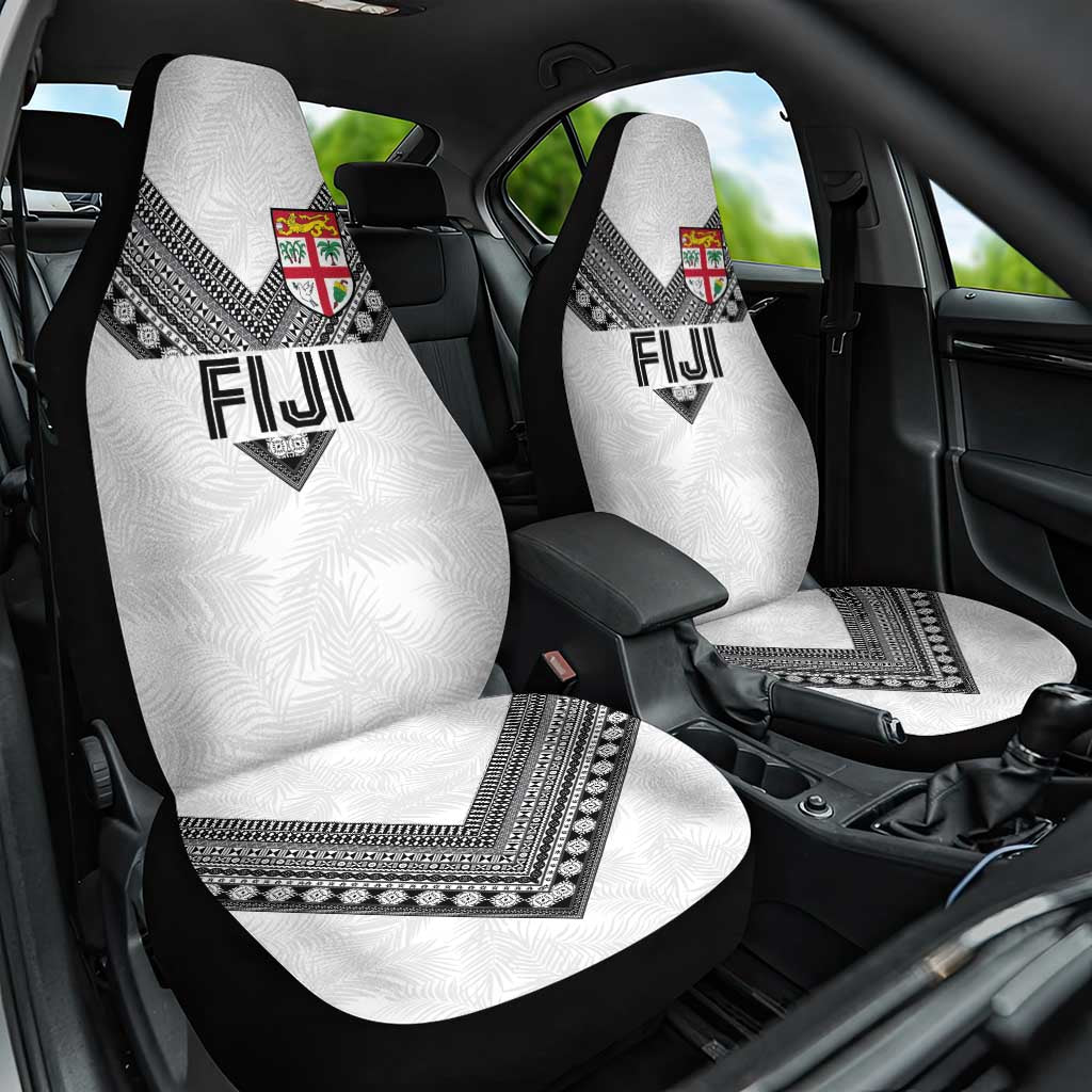 Rugby Fiji Car Seat Cover Fijian Masi Tribal Sporty Style White Color LT03 One Size White - Polynesian Pride