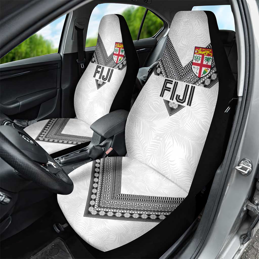 Rugby Fiji Car Seat Cover Fijian Masi Tribal Sporty Style White Color LT03 - Polynesian Pride