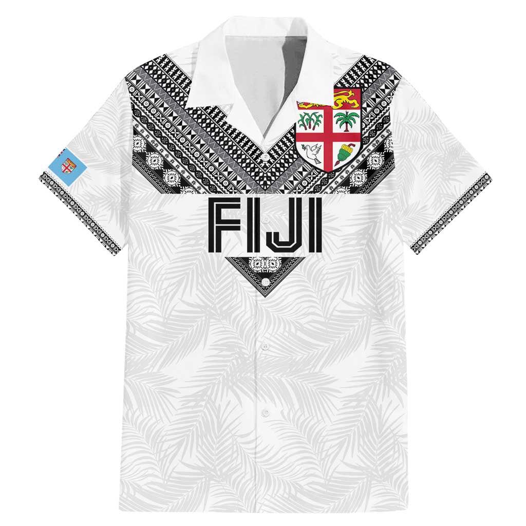 Custom Rugby Fiji Family Matching Mermaid Dress and Hawaiian Shirt Fijian Masi Tribal Sporty Style White Color LT03 Dad's Shirt - Short Sleeve White - Polynesian Pride