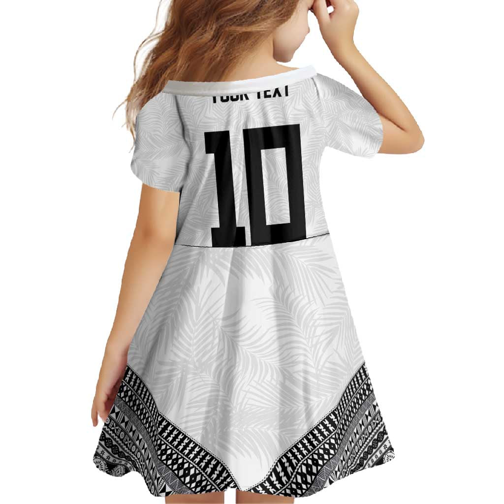 Custom Rugby Fiji Family Matching Off Shoulder Maxi Dress and Hawaiian Shirt Fijian Masi Tribal Sporty Style White Color LT03 - Polynesian Pride