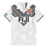 Custom Rugby Fiji Family Matching Off Shoulder Maxi Dress and Hawaiian Shirt Fijian Masi Tribal Sporty Style White Color LT03 Dad's Shirt - Short Sleeve White - Polynesian Pride