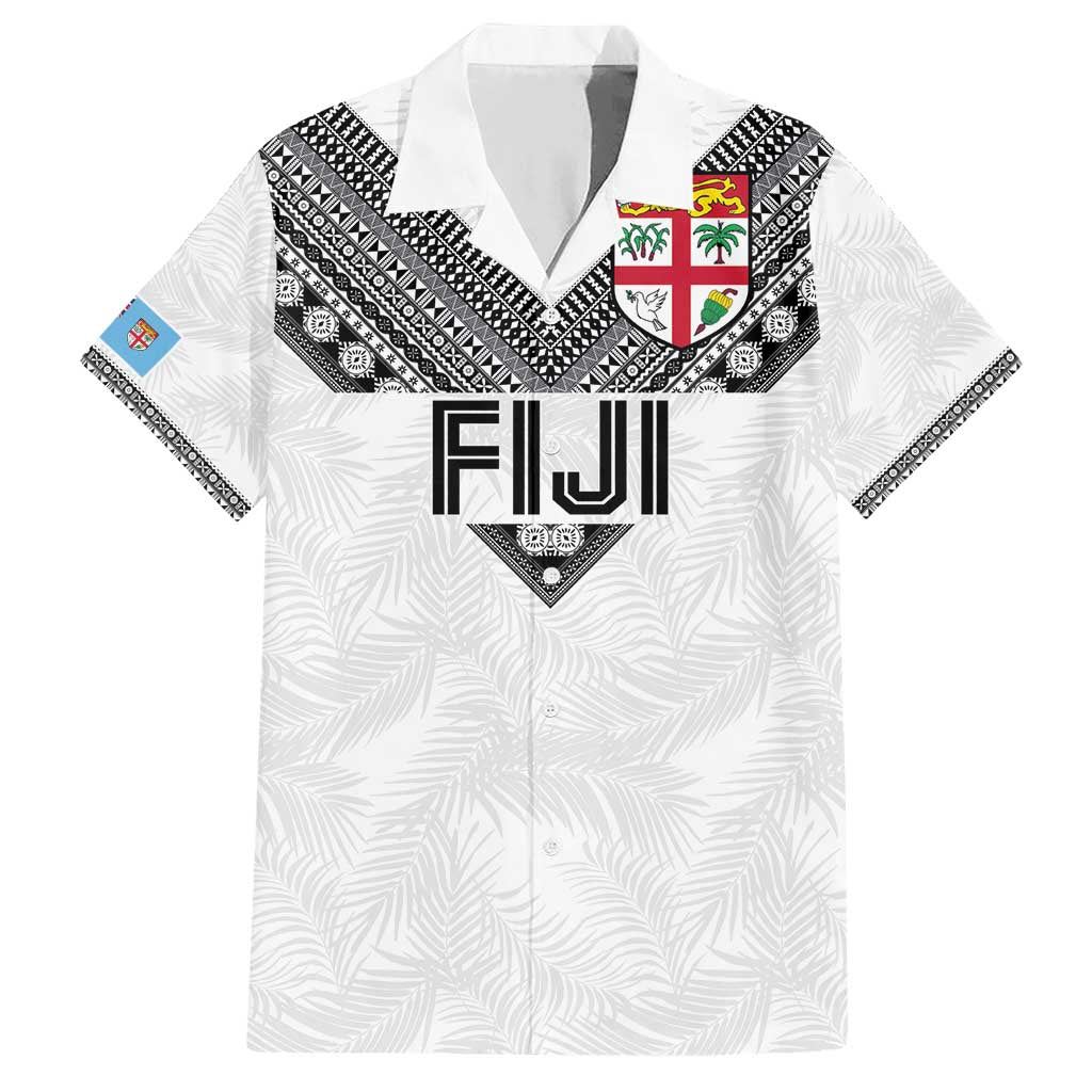 Custom Rugby Fiji Family Matching Short Sleeve Bodycon Dress and Hawaiian Shirt Fijian Masi Tribal Sporty Style White Color LT03 Dad's Shirt - Short Sleeve White - Polynesian Pride