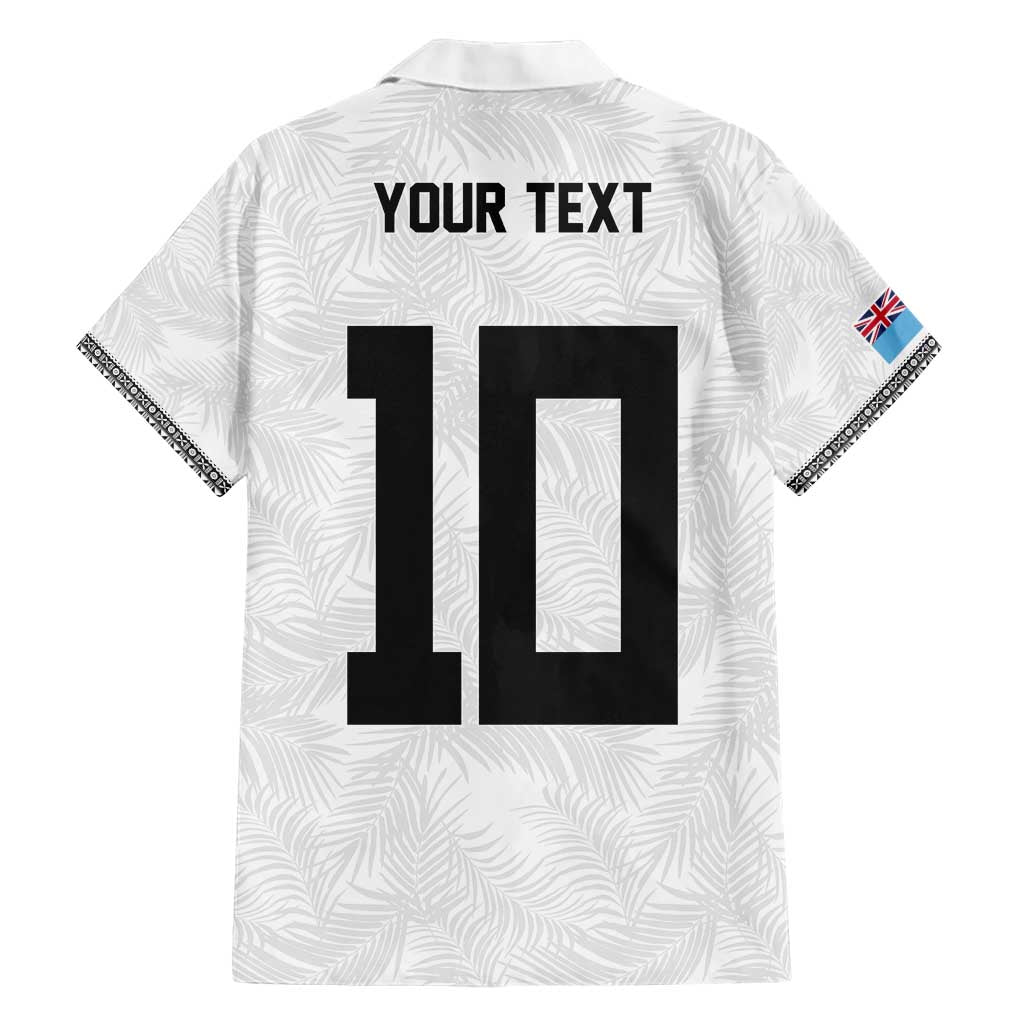 Custom Rugby Fiji Family Matching Short Sleeve Bodycon Dress and Hawaiian Shirt Fijian Masi Tribal Sporty Style White Color LT03 - Polynesian Pride