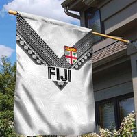 Rugby Fiji Garden Flag Fijian Masi Tribal Sporty Style White Color LT03 - Polynesian Pride
