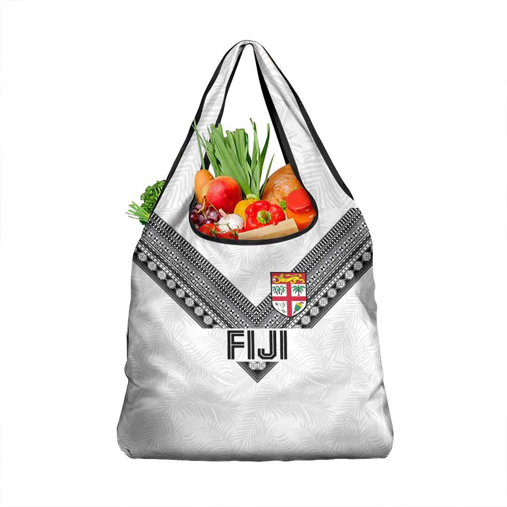 Rugby Fiji Grocery Bag Fijian Masi Tribal Sporty Style White Color LT03 1-pack One Size White - Polynesian Pride
