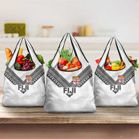 Rugby Fiji Grocery Bag Fijian Masi Tribal Sporty Style White Color LT03 3-pack One Size White - Polynesian Pride