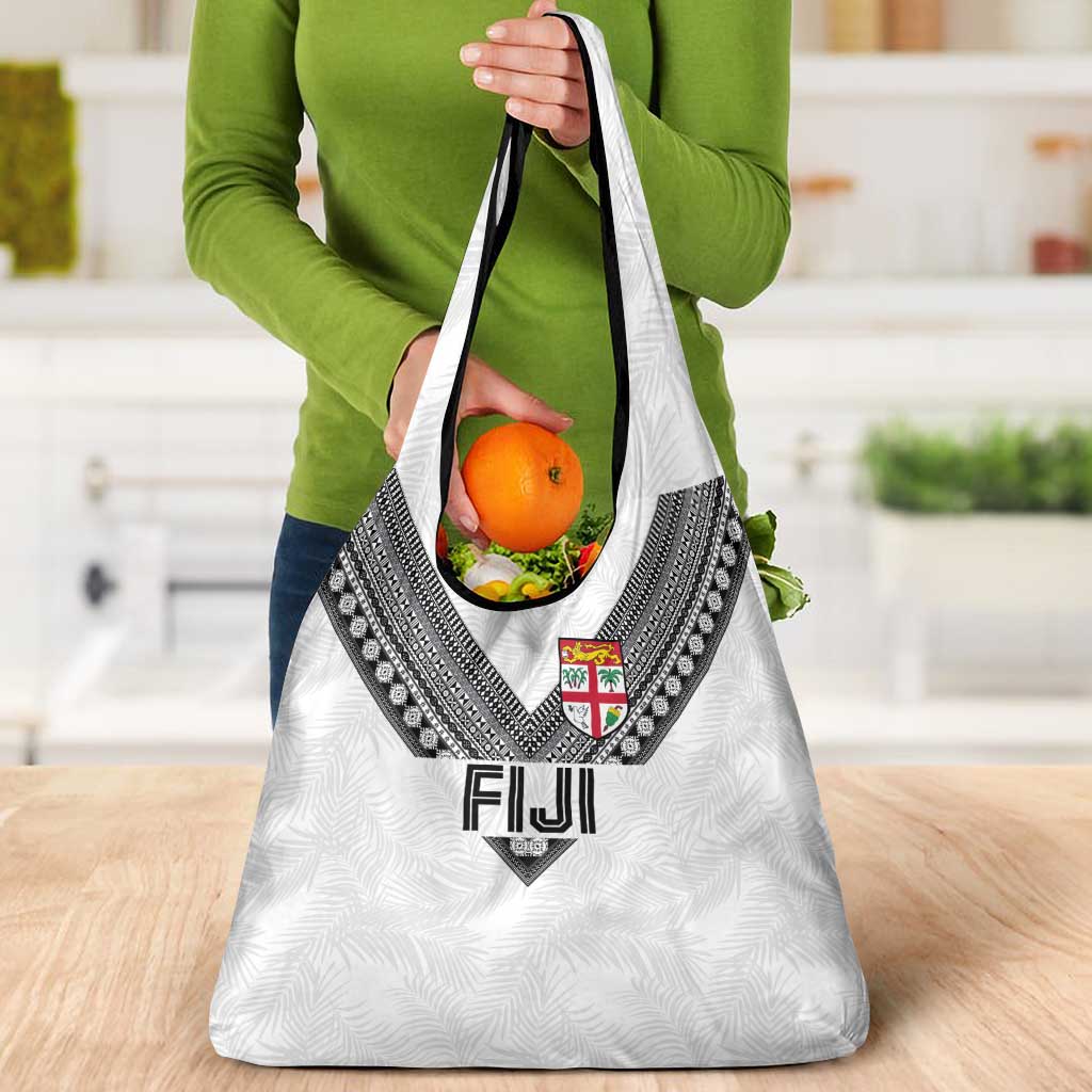 Rugby Fiji Grocery Bag Fijian Masi Tribal Sporty Style White Color LT03 - Polynesian Pride