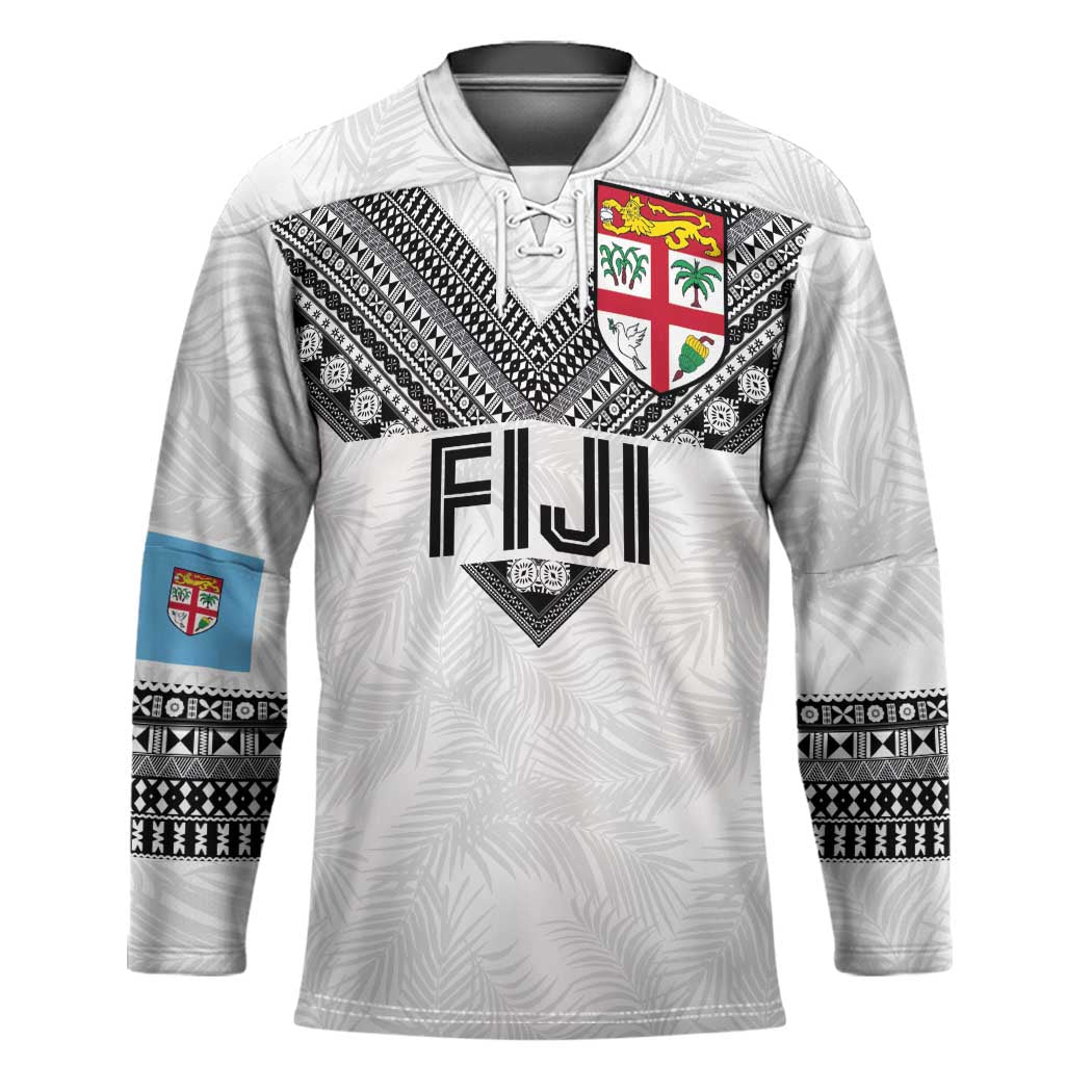 Custom Rugby Fiji Hockey Jersey Fijian Masi Tribal Sporty Style White Color LT03 Unisex White - Polynesian Pride