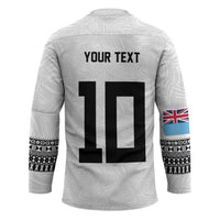 Custom Rugby Fiji Hockey Jersey Fijian Masi Tribal Sporty Style White Color LT03 - Polynesian Pride