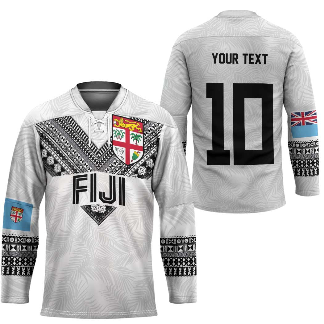 Custom Rugby Fiji Hockey Jersey Fijian Masi Tribal Sporty Style White Color LT03 - Polynesian Pride