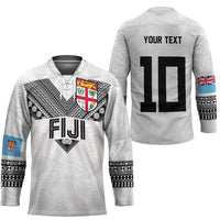 Custom Rugby Fiji Hockey Jersey Fijian Masi Tribal Sporty Style White Color LT03 - Polynesian Pride