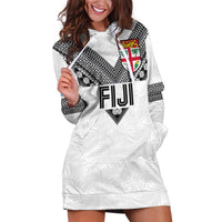 Custom Rugby Fiji Hoodie Dress Fijian Masi Tribal Sporty Style White Color LT03 White - Polynesian Pride
