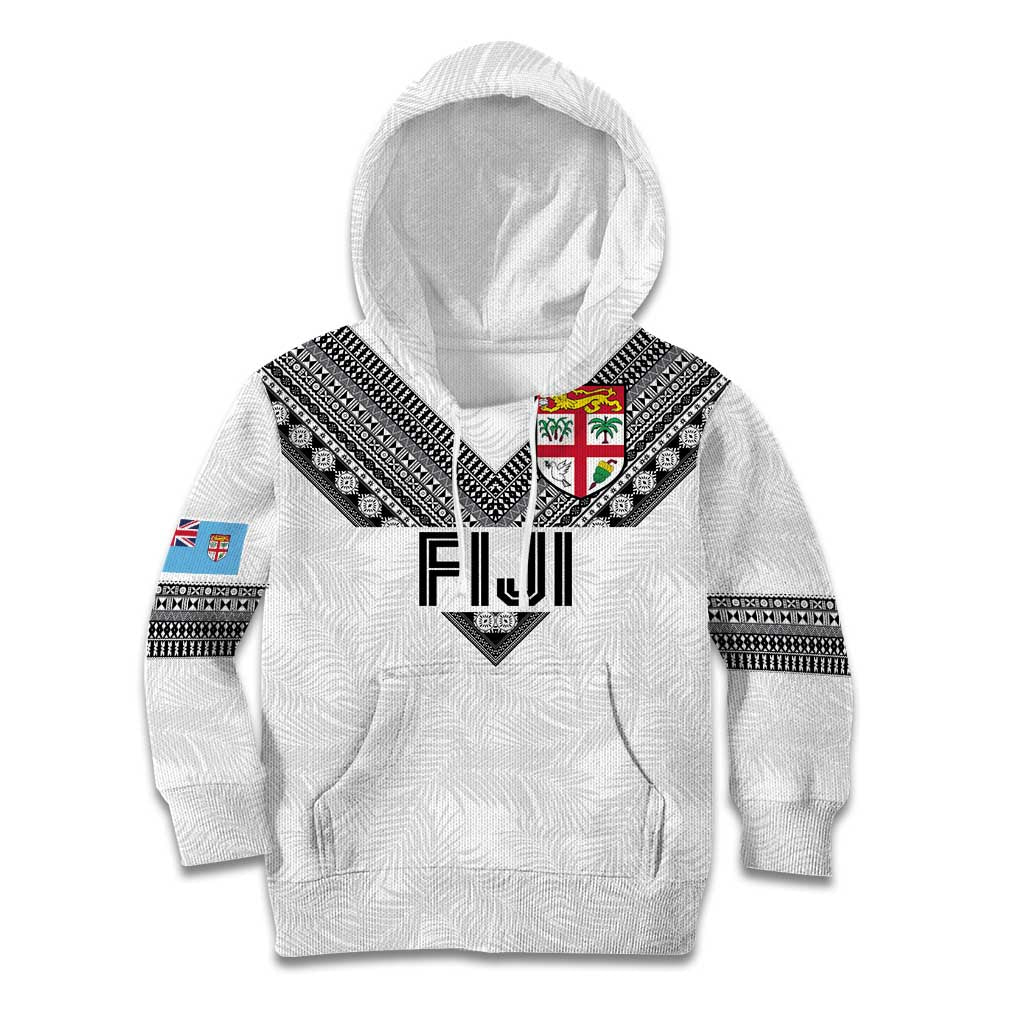 Custom Rugby Fiji Kid Hoodie Fijian Masi Tribal Sporty Style White Color LT03 Hoodie White - Polynesian Pride