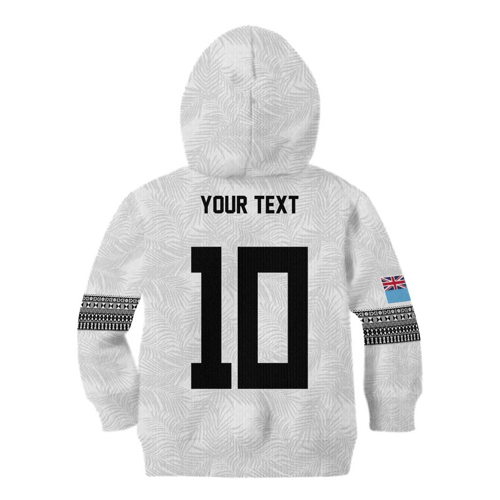 Custom Rugby Fiji Kid Hoodie Fijian Masi Tribal Sporty Style White Color LT03 - Polynesian Pride