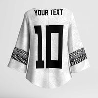 Custom Rugby Fiji Kimono Sleeve Blouse Fijian Masi Tribal Sporty Style White Color LT03 - Polynesian Pride