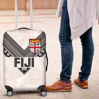 Rugby Fiji Luggage Cover Fijian Masi Tribal Sporty Style White Color LT03 White - Polynesian Pride