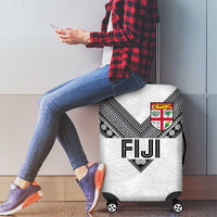 Rugby Fiji Luggage Cover Fijian Masi Tribal Sporty Style White Color LT03 - Polynesian Pride