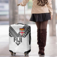 Rugby Fiji Luggage Cover Fijian Masi Tribal Sporty Style White Color LT03 - Polynesian Pride