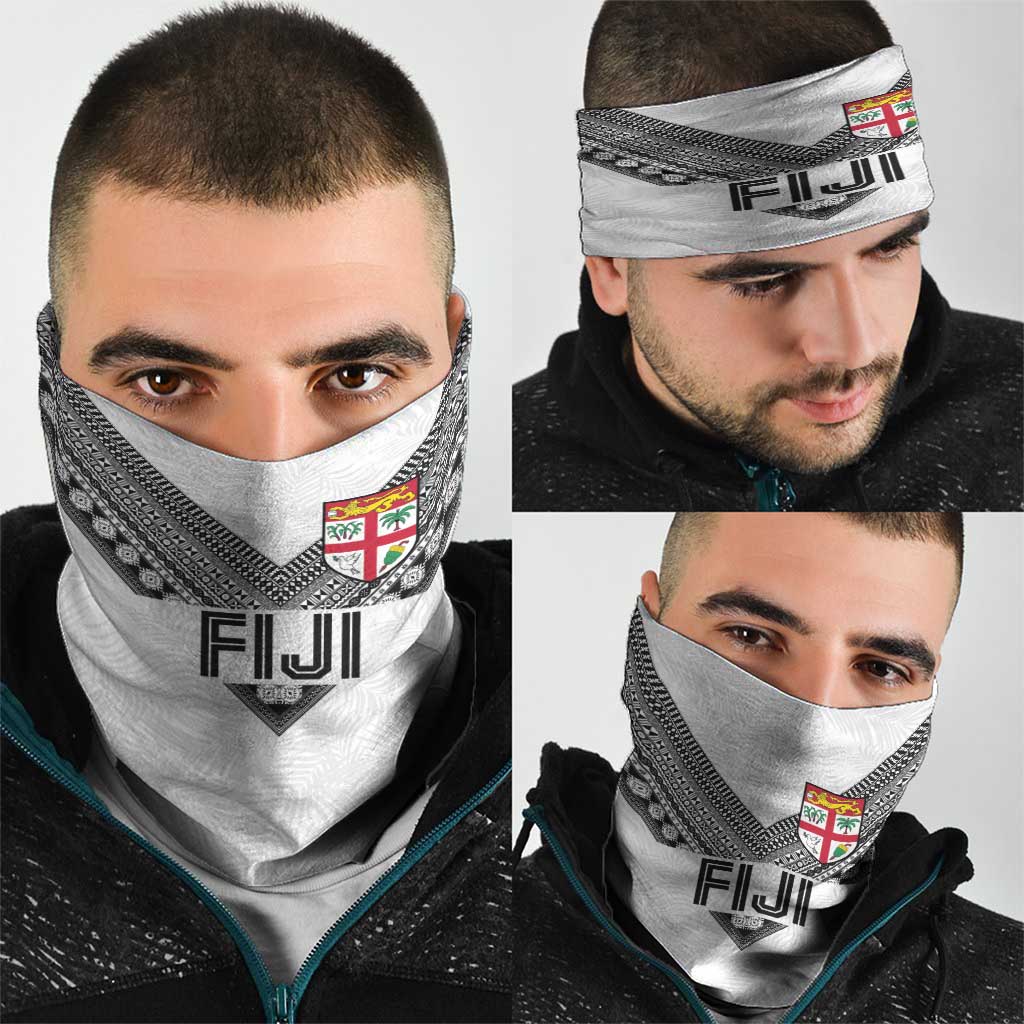 Rugby Fiji Neck Gaiter Fijian Masi Tribal Sporty Style White Color LT03 - Polynesian Pride