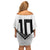 Custom Rugby Fiji Off Shoulder Short Dress Fijian Masi Tribal Sporty Style White Color - Polynesian Pride