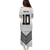 Custom Rugby Fiji Puletasi Fijian Masi Tribal Sporty Style White Color LT03 - Polynesian Pride