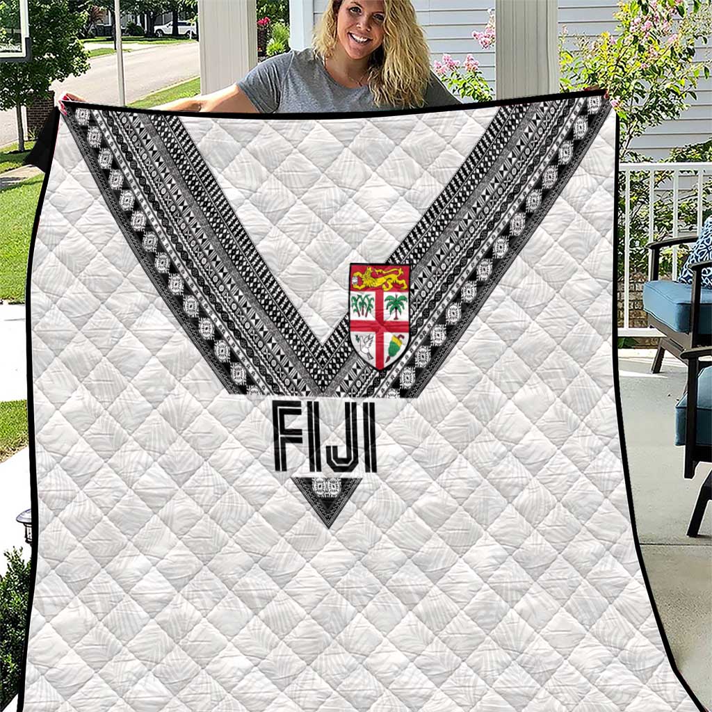 Rugby Fiji Quilt Fijian Masi Tribal Sporty Style White Color - Polynesian Pride