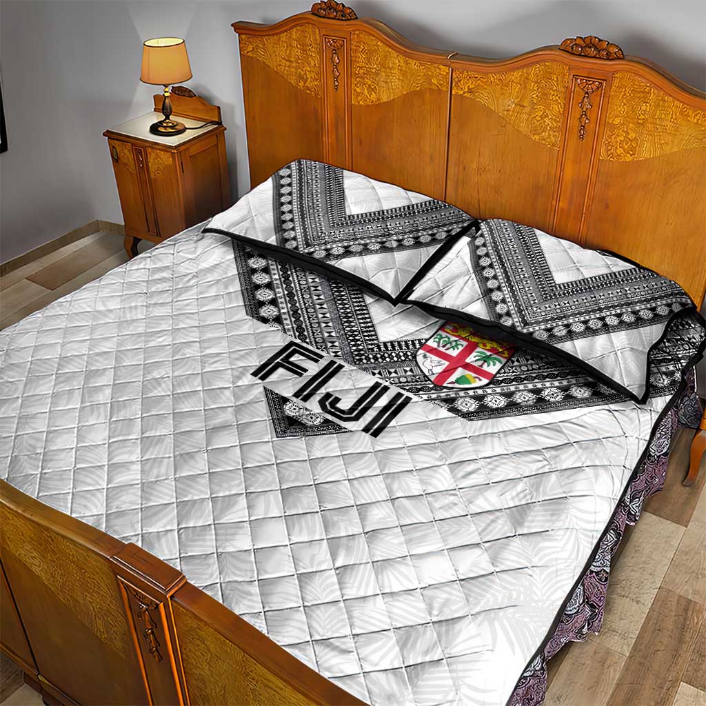 Rugby Fiji Quilt Bed Set Fijian Masi Tribal Sporty Style White Color LT03 - Polynesian Pride