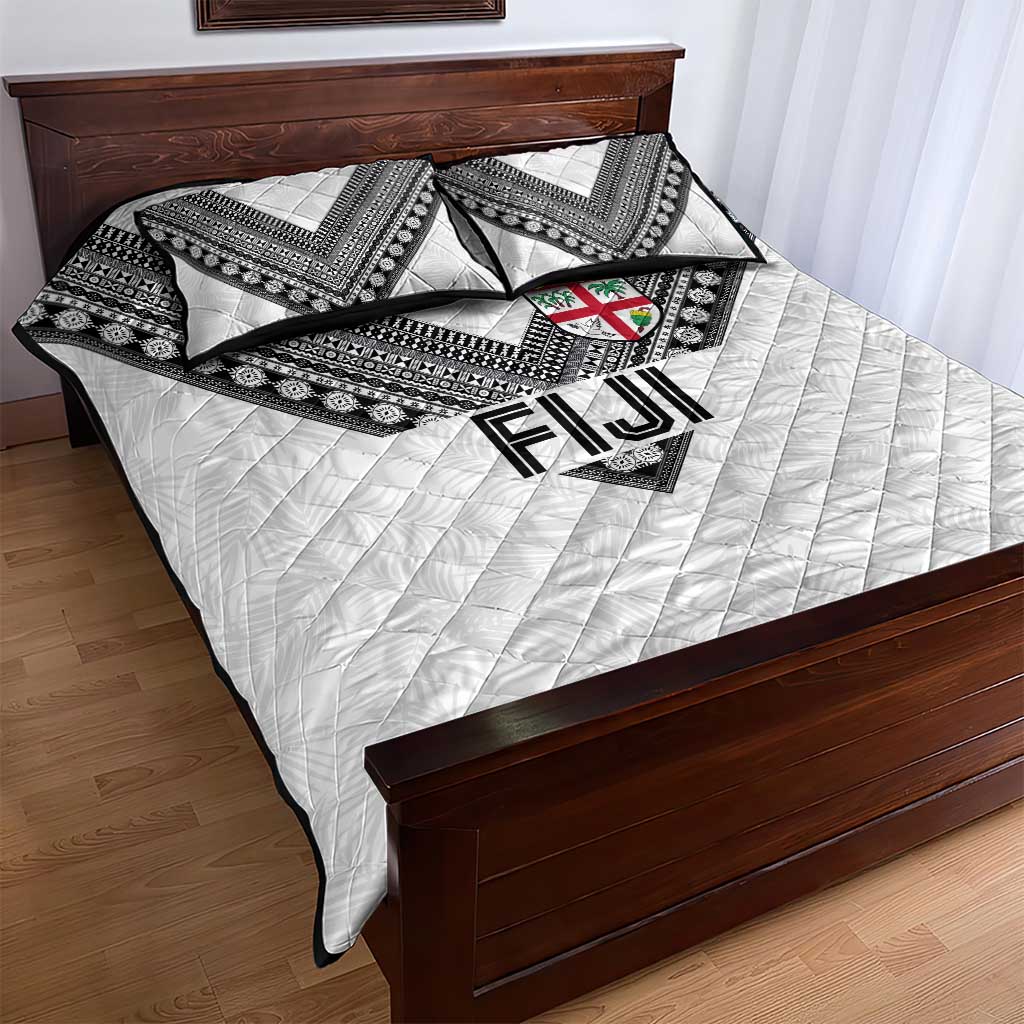 Rugby Fiji Quilt Bed Set Fijian Masi Tribal Sporty Style White Color LT03 - Polynesian Pride
