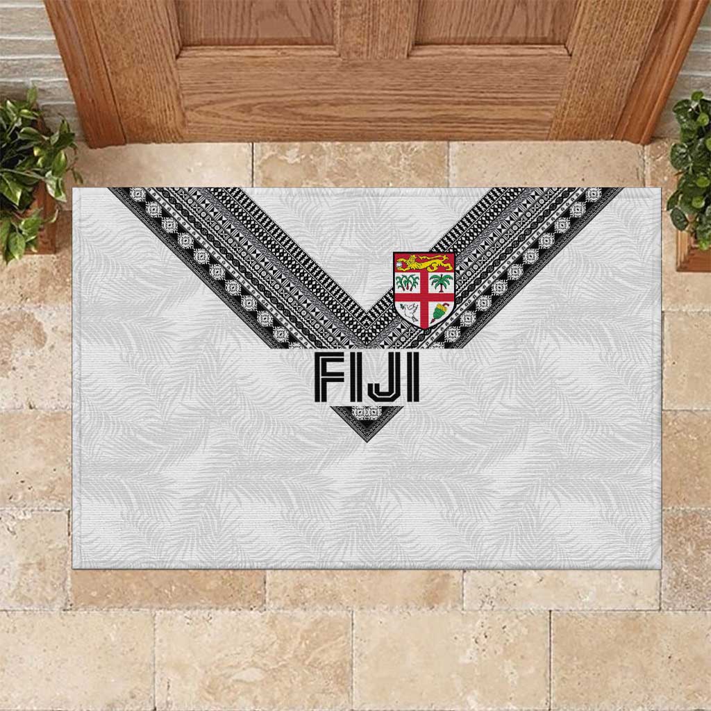 Rugby Fiji Rubber Doormat Fijian Masi Tribal Sporty Style White Color - Polynesian Pride